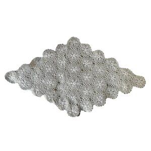 Handmade Crochet Table Runner Centerpiece 31.5" X 18.375" Cotton Cream Wedding